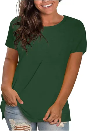 Summer Tops for Women 2025 Trendy Short Sleeve Tshirts Casual Loose Crew Neck T Shirts Plus Size Workout Tunic Blouse