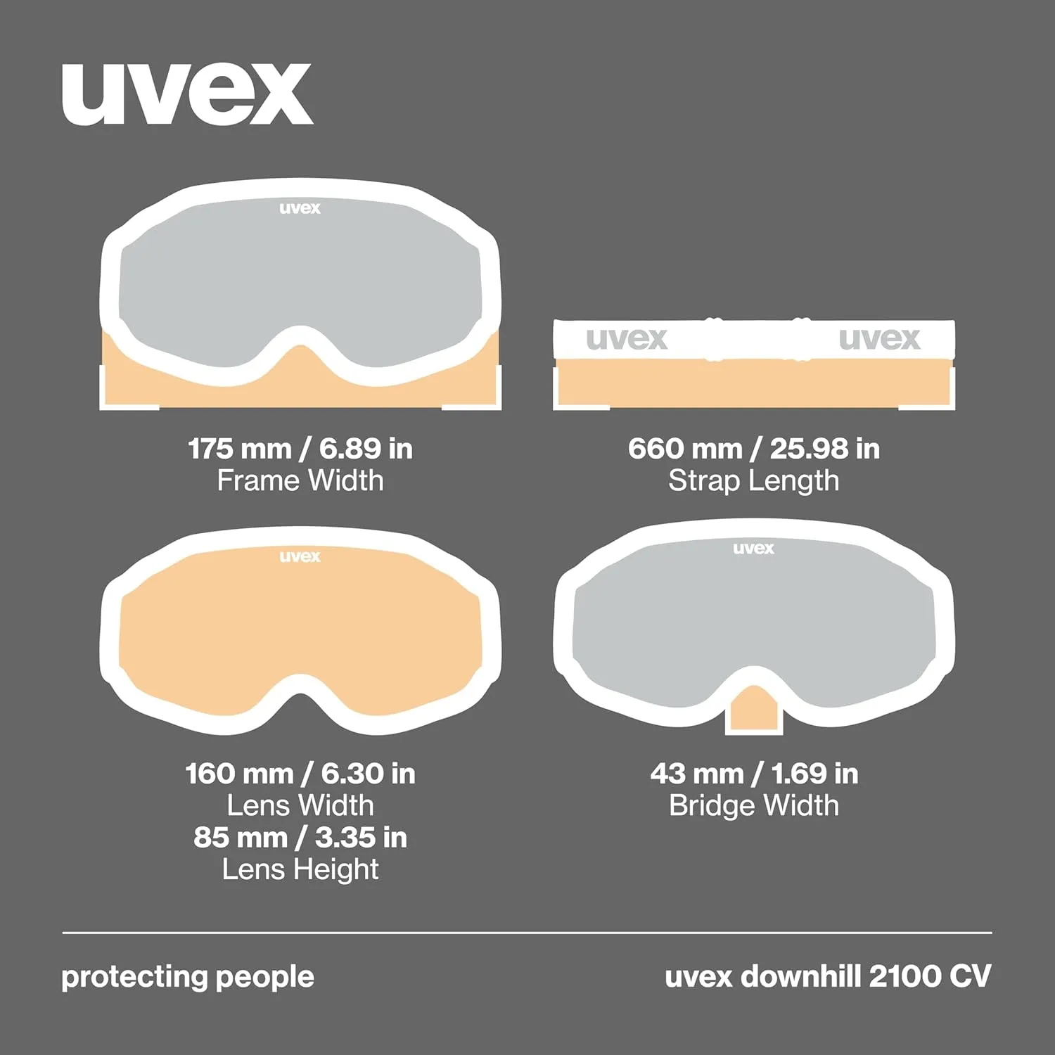 Uvex downhill 2100 CV ski & snowboard goggles, contrast enhancing anti-fog OTG with UV protection for women men & youth