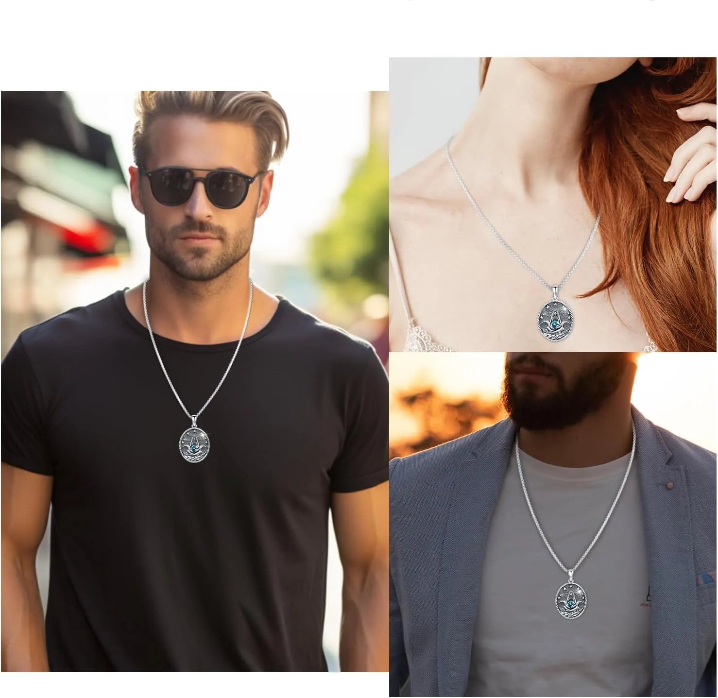 Wiccan Jewelry Celtic Knot Necklace 925 Sterling Silver Celtic Jewelry for Women & Men Star of David Necklace Pentagram Protection Amulet Necklace Witches Trinity Knot Pendant Gift