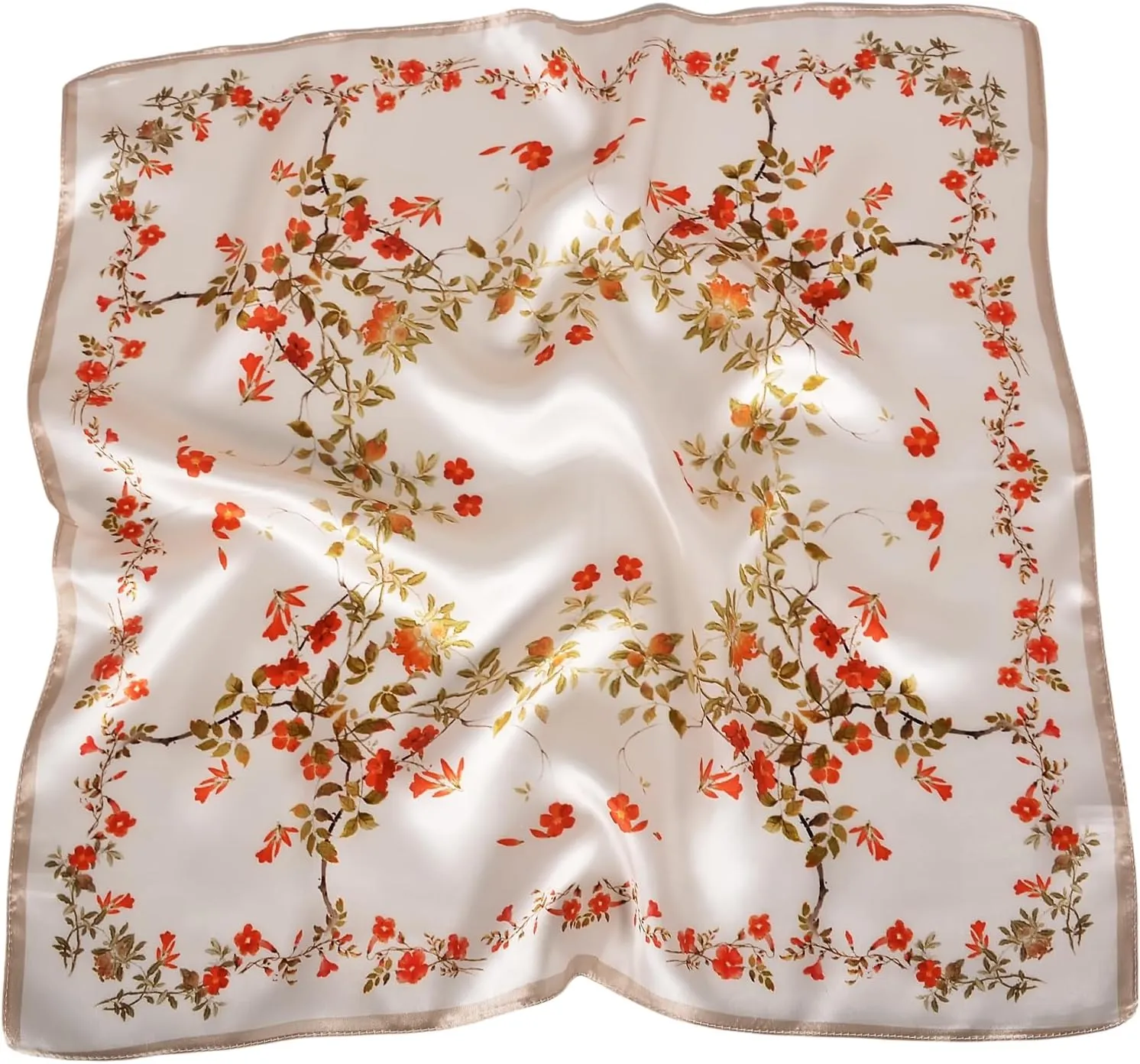 Women 100% Mulberry Silk Neck Scarf Lightweight Digital Print Small Square Scarfs- Neckerchief Gift Packing 21"*21"