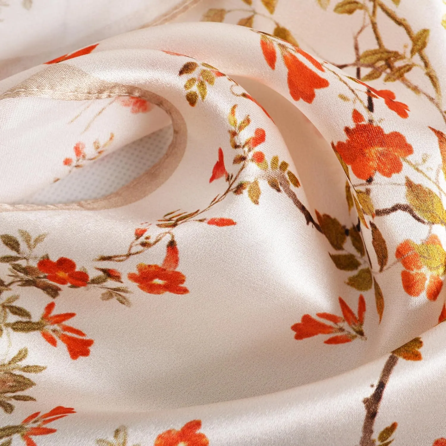 Women 100% Mulberry Silk Neck Scarf Lightweight Digital Print Small Square Scarfs- Neckerchief Gift Packing 21"*21"
