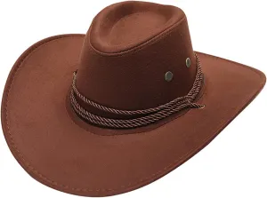 Women Men Felt Wide Brim Western Cowboy Hats Belt Buckle Panama Cap Fedora Hats with Belt for Country Fashion