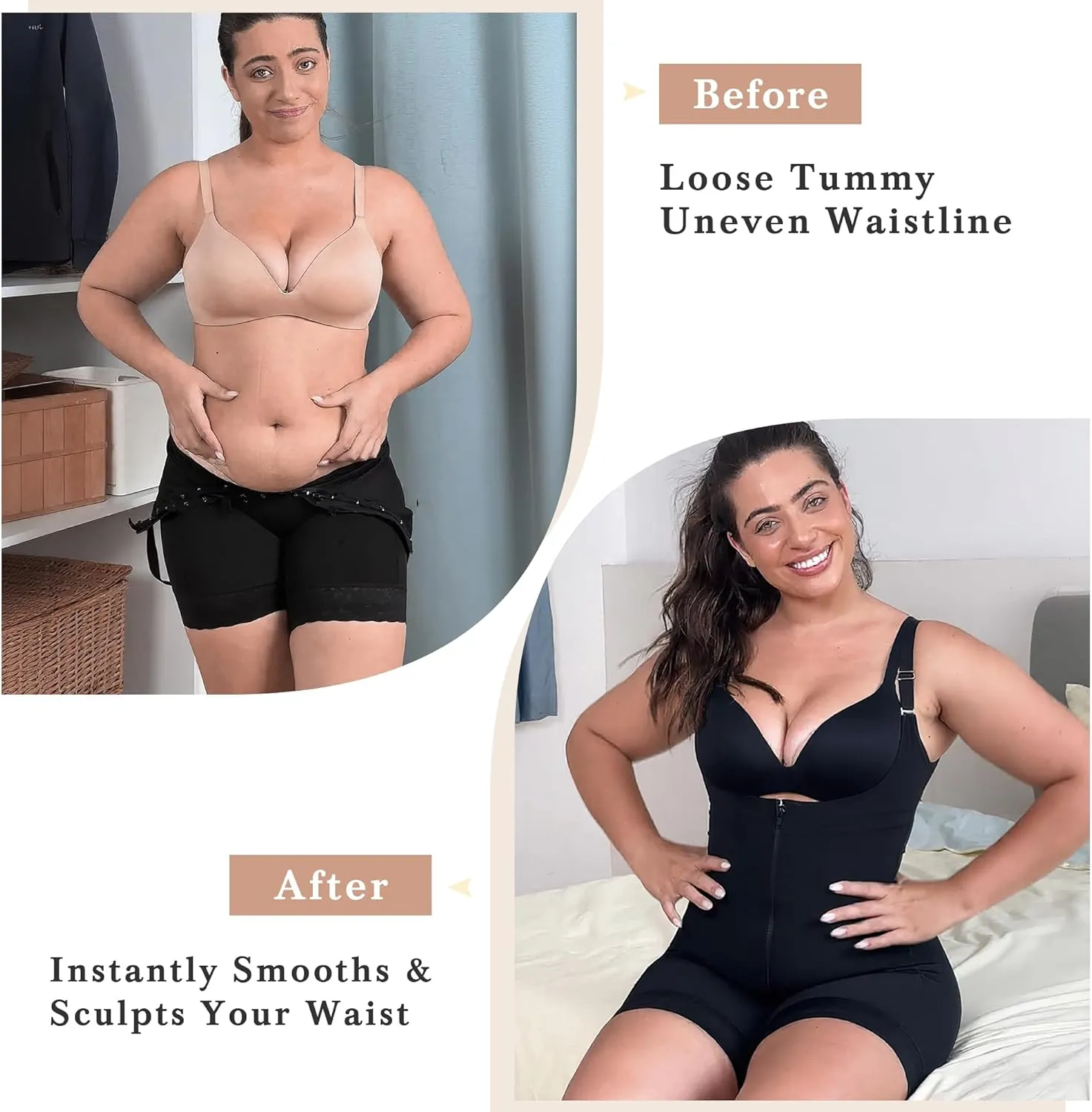 YIANNA Fajas Colombianas Shapewear for Women Postpartum Tummy Control Body Shaper Butt Lifter Bodysuit